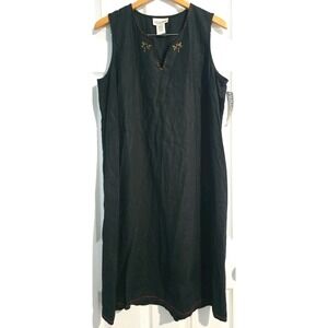 Uniform John Paul Richard Vintage Dress ~ Sz L~ Long ~ Black ~ Linen Blend
